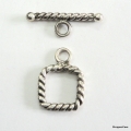 C0013-Clasp,toggle,oxidized,sterling silver, 10mm Square Shape